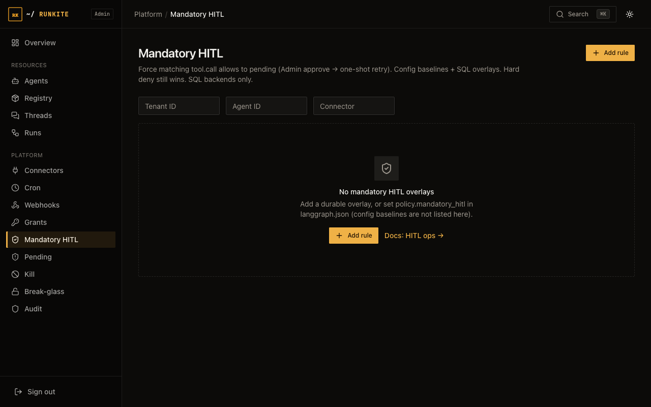 Runkite Admin Mandatory HITL